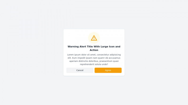 Tailwind CSS Warning Alert with large Icon and Action thumbnail preview